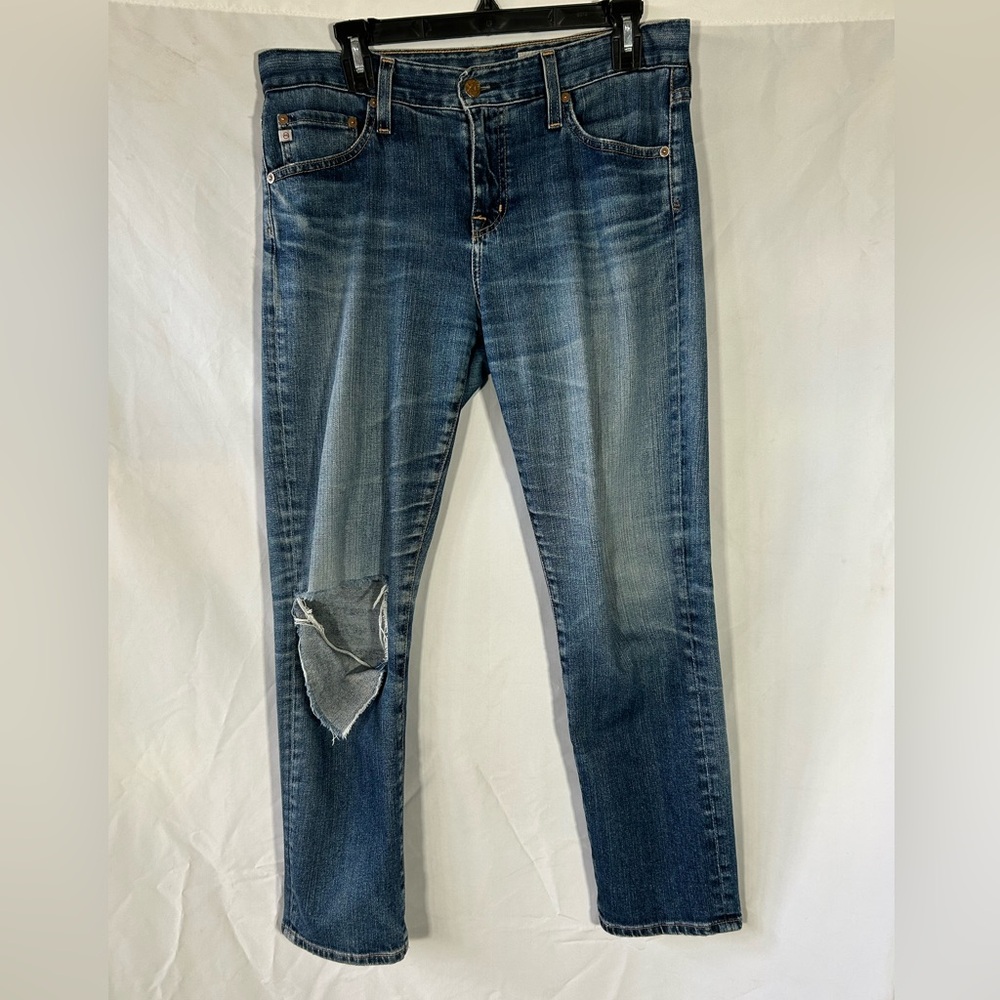AG ADRIANO GOLDSCHMIED DISTRESSED TORN THE EX-BOYFRIEND SLIM JEANS 28R FIT